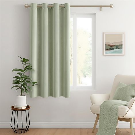 Rideau Occultant Thermique Oeillets Lot de 1 140x145cm Vert Sauge (1/5)