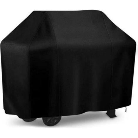 Housse de protection pour barbecue 147×61×117 cm, étanche et résistante au vent, avec cordon de serrage, protège le barbecue contre la pluie, la poussière et le soleil, toile imperméable noire pour l'