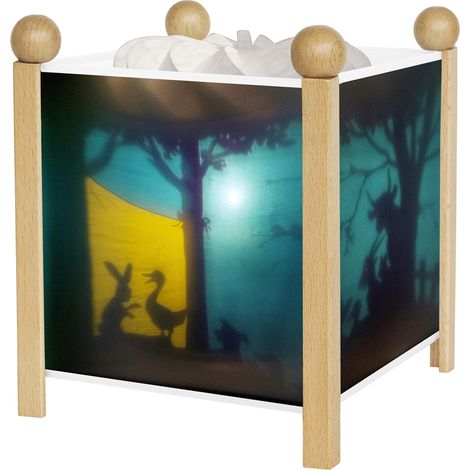 Veilleuse - Lanterne Magique - Cadeau Enfant - Dessin animé - Lumière rassurante - Couleur Bois Naturel - Ampoule 12V 10W inclue - Prise Elec. UK