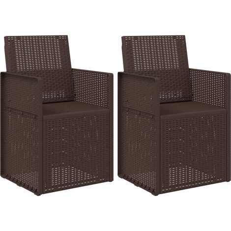Sedie da pranzo da giardino 2 pcs Marrone PP vidaXL