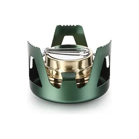 Réchaud à alcool miniature d'extérieur, 4 couleurs, ultra-léger, brûleur à alcool, réchaud de camping pliable et portable, idéal pour le camping et la randonnée. (1/5)
