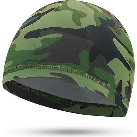 Herren-Outdoor-Sportmütze, Radmütze, Helmfutter für Radfahren, Laufen, Skifahren, Motorradfahren, grünes Tarnmuster