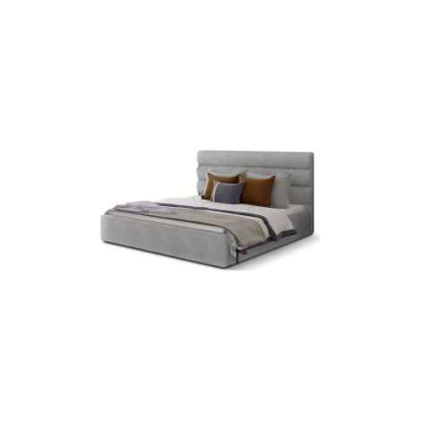 Lit adulte avec coffre de rangement Klarina - Tissu rembourré-Gris-140x200 (1/5)