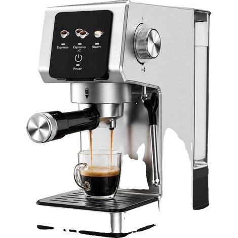 Cafetera espresso de acero inoxidable, presión de 20 bares, depósito de 40 onzas, potencia de 1200 W, compatible con café molido y cápsulas E.S.E. (1/5)