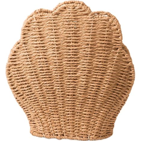 Panier de rangement en corde de papier fait main, en forme de coquillage, organisateur de bureau pour la maison ou le bureau.