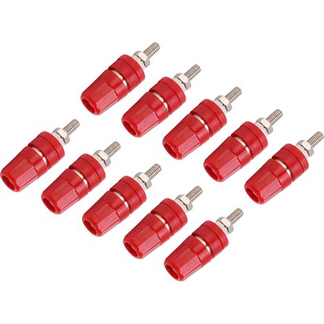 Bornier de raccordement 4,0 mm, fiches bananes 24 A, pour amplificateur de haut-parleur, borne rouge. (1/5)
