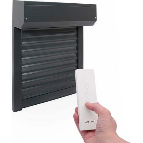 Volet roulant électrique radio Alu Gris Anthracite - L240 x H215 cm - Motorisé avec télécommande incluse, recoupable (1/3)
