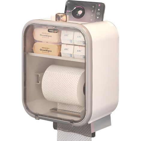 Porte-papier toilette mural, distributeur de papier toilette étanche, installation sans perçage, pour toilettes et cuisines (1/4)
