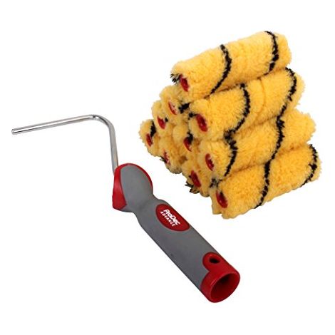 ProDec PRRF003 Lot de 11 mini rouleaux a peinture avec manche, rouge, 10 cm (1/5)
