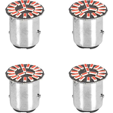 4 Pezzi Lampada Led BAY15D 1157 P21W 18 SMD 4014 12V 300lm 1W/0.3W Doppio Filamento Luce Rosso Piedi Sfalsati 180g 22mm (1/3)