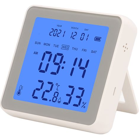 Intelligenter Temperatur- und Feuchtigkeitsmonitor mit 3,2-Zoll-LCD-Bildschirm, geringem Stromverbrauch, für Hotelzimmer, WLAN-fähig (30-40 m) (1/5)