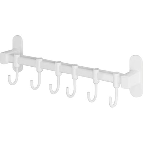 Wandmontierte Küchenreling aus Aluminium mit 6 Utensilienhaken, 40 cm – platzsparend und leicht zu verschieben (1/5)