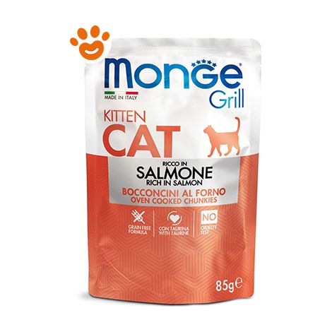 Monge Grill Cat Kitten Salmone - Monge Grill Cat Kitten Salmone - Bustina Da 85 Gr