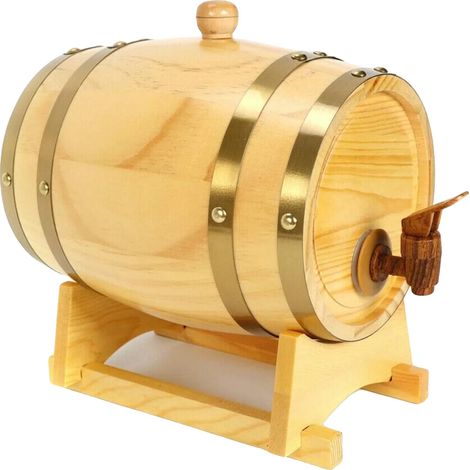 Fusto in legno, capacità 3 litri, dimensioni 23,5 x 16 cm, spessore del legno 1,28 cm, guarnizioni in silicone per alimenti, rubinetto incluso per un facile servizio. (1/5)