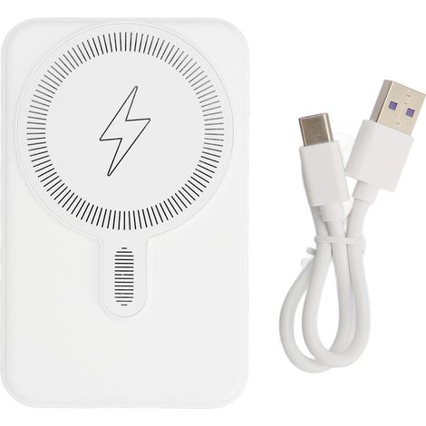 Chargeur portable sans fil 10000mAh, batterie magnétique avec affichage LED pour iPhone 14 13 12 Mini, blanc (1/5)