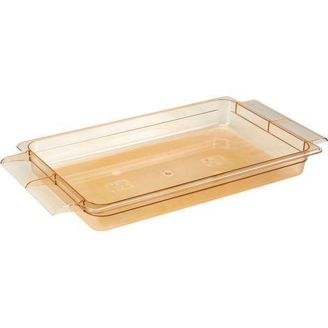 Bac à poignées GN 1/1 - Haute t° - 32.5 x 53 x 6.5 cm - Ambre - Lot de 6 - Cambro
