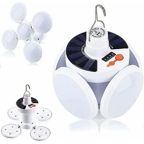Lampe de camping solaire LED rechargeable, 5 modes SOS étanche Mini lampe de camping pliable pour extérieur portable lampe de camping tente lampe batterie externe (1/5)