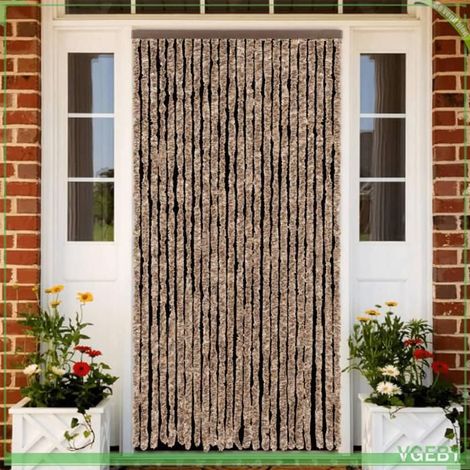 377323 Rideau anti-mouches beige et marron foncé 100x220 cm chenille (1/5)