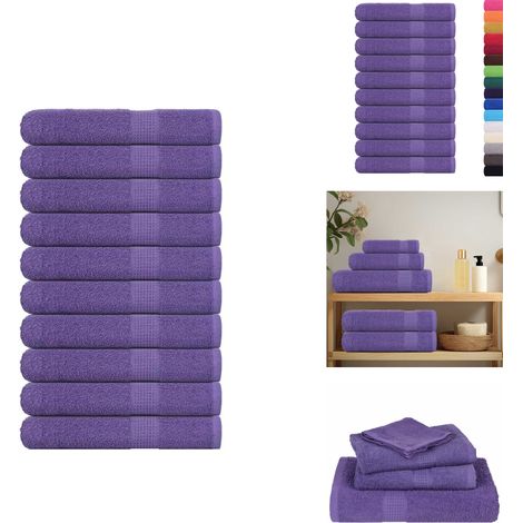 Serviettes de sauna 10 pcs violet 80x200 cm 360 g/m² 100% coton - Serviette De Sauna - Serviettes De Sauna - Serviette - Serviette Avec Boucle De Suspension (1/5)