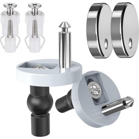 Set mit 2 Scharnierbolzen für WC-Sitze, obere Scharnierbefestigungen mit Schnellverschluss, Ersatzteile für WC-Sitze (1/5)