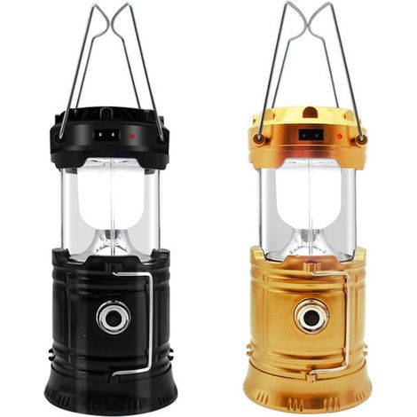 Lamp of tent multifunctional, lamp telescopic portable, ideal for the camping, black and yellow (1/5)
