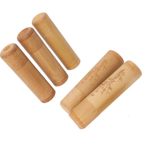 Set aus 2 Bambus-Reisedosen, 12 cm lang, Behälter für Tee, Kaffee und Nüsse: 2 aus Bambus und 3 leer. (1/5)