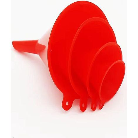 ensemble Rouge De 4 Entonnoirs. 55/75/100/120 Mm Rsistant L'huile Et Aux Hydrocarbures (1/5)