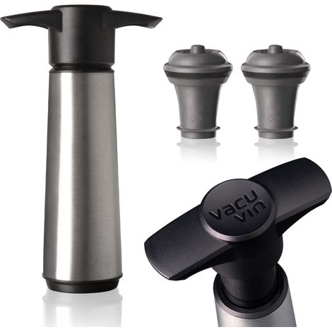Vacu Vin Inox Pompa Salvavino, Acciaio Inossidabile, 3,6X 7,5X 12,5 cm (1/5)