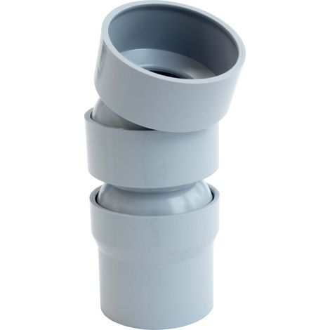 INEFA Coude de gouttière flexible, accessoires de gouttière en PVC, montage simple par emboîtement, Made in Germany - 50mm 22-45 degrés, 2 coudes gris