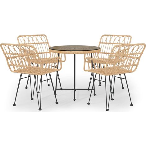 Juego de comedor muebles de jardín muebles de exterior 5 piezas resina tejida 020014323