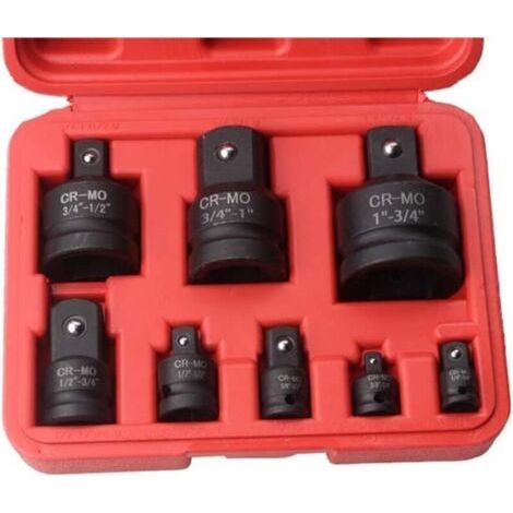 Juego de adaptadores reductores para caja de herramientas: adaptadores de vaso de impacto de 1/2 a 3/8, de 3/8 a 1/4 y de 3/4 a 1/2 para coche y bicicleta (juego B)