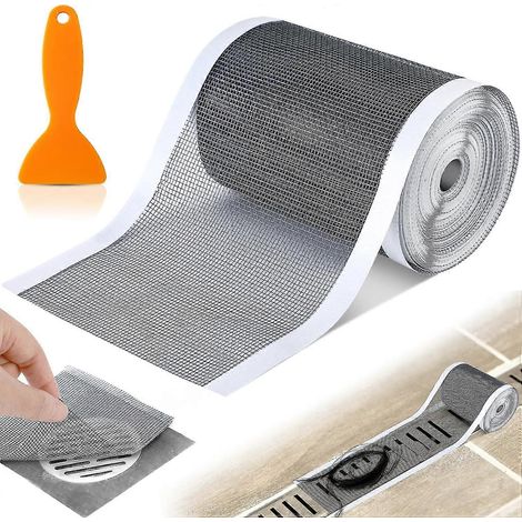 Grille de douche jetable avec attrape-cheveux, autocollante de grille de douche prédécoupée pour lavabo et évier de cuisine, avec pelle de nettoyage. (1/5)