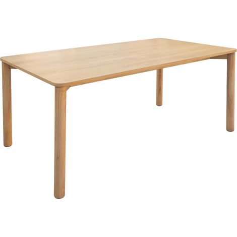 6-seater rectangular dining table with rubberwood and natural oak veneer  - 180 x 100 x 75 cm - Solene