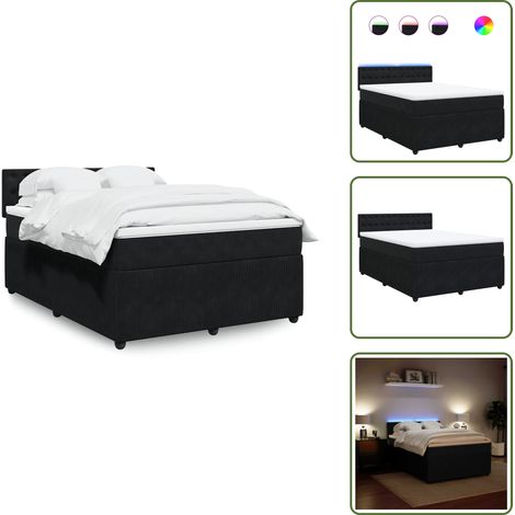 vidaXL Sommier à lattes de lit avec matelas Noir 140x200 cm Velours (1/5)