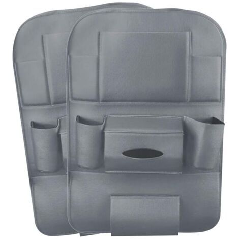 2 packs organisateurs de voiture en cuir PU, housse de protection de siège arrière, organisateur de siège arrière de voiture Kick Mat avec 10.1 "support pour iPad/tablette - Gris (1/4)