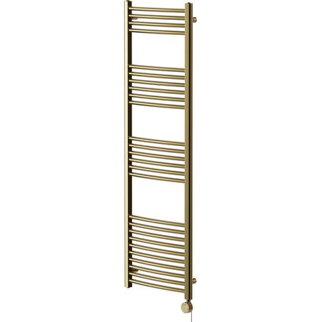 Marco Colore Brushed Brass 1600mm x 500mm Curved Digital Thermostatic Electric Heated Towel Rail (1/5)