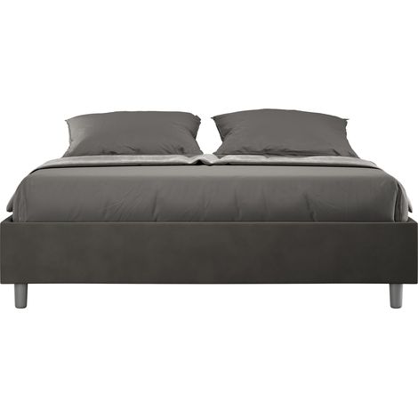 Letto Matrimoniale Large Sommier 180x200 cm con Rete e Contenitore Azelia Grigio (1/3)