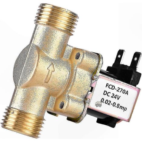 Électrovanne magnétique 24V DC laiton, normalement fermée, pas G1/2, contrôle d'eau pour circuit de commande, valve solénoïde industrielle, raccord 1/2 pouce, étanche et fiable. (1/5)