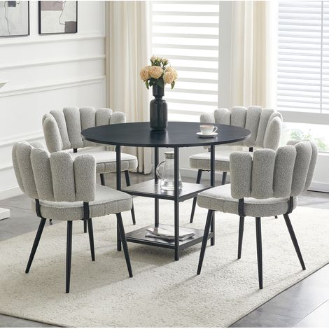 Esstisch Set rund 107 cm mit 4 Stühlen und Ablage OKMYHOME (1/5)