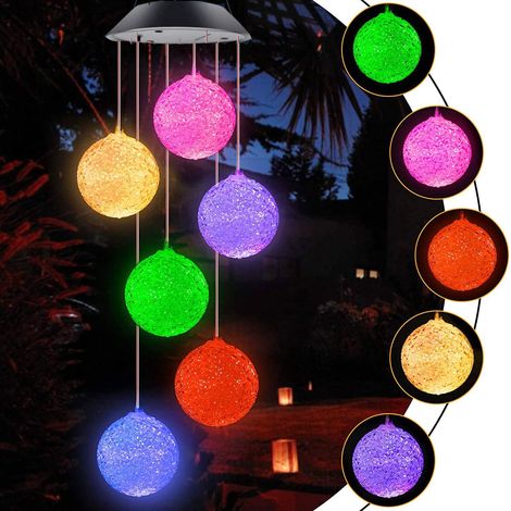 Solaire Carillon éolien LED Lampe Carillon à Vent Solaire Carillon Lumière Changeant Couleurs pour Jardin Patio Porch Mobile Décoration-Fei Yu (1/5)