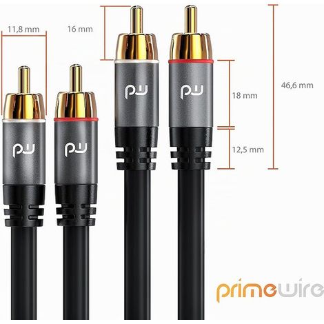 Câble RCA Audio Stéréo 1 m, Câble Cinch Coaxial 2 x RCA Mâle vers Mâle, Blindage Continu, Fiches de Précision Plaquées Or, Cuivre sans Oxygène, Ampli, Chaîne HiFi, Home Cinéma, TV, Noir (1/3)