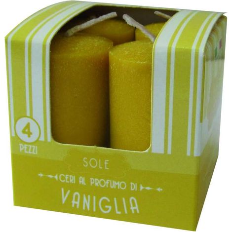 CERERIA DI GIORGIO Set 4 Candele Profumate Vaniglia Giallo 3x5,5 cm