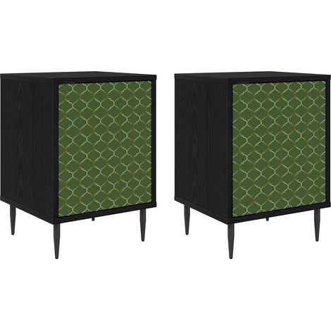 Bedside Cabinet GELEEN 2 pcs Black Oak 36 x 33 x 51 cm vidaXL (1/5)
