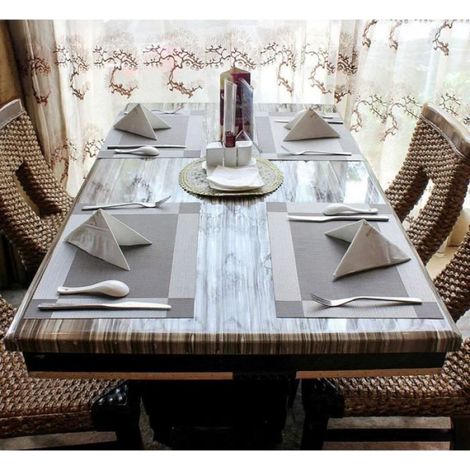 Sets de Table - Rectangulaire - PVC Antidérapant - Lot de 6 - Frêne Argenté (1/4)