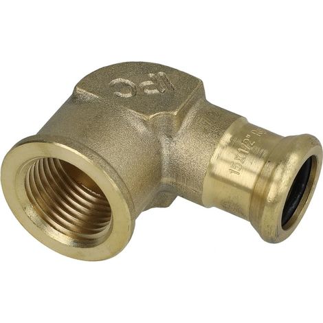 Raccord a sertir en bronze Coude 90° fem/fem 15x1/2" filet fem Type 6090g contour M