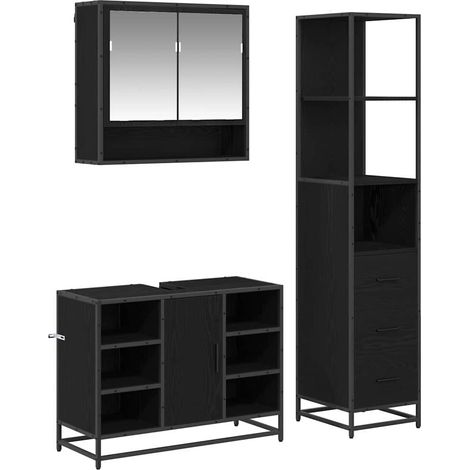 Maison Exclusive - Badezimmermöbel-Set 3 pcs Schwarz Eichen-Optik