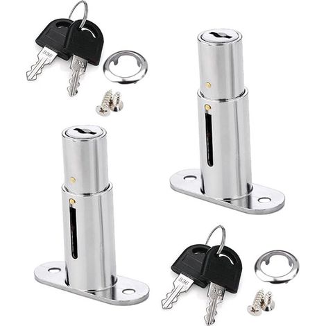 Cerradura para puerta corredera de 40 mm - Cerradura para muebles, vitrinas y armarios - 2 unidades (1/5)