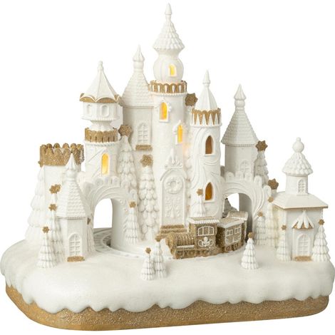 Château Pain d'Épice à LED "Winter Glow" 35cm Beige