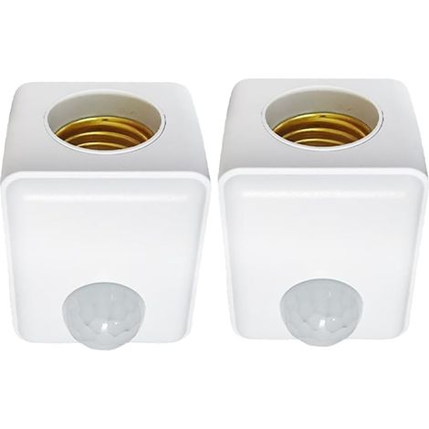 LOT DE 2 Portalámparas con Sensor de Movimiento E27, Portalámparas con Detector de Movimiento, Portalámparas con Sensor Infrarrojo Automático