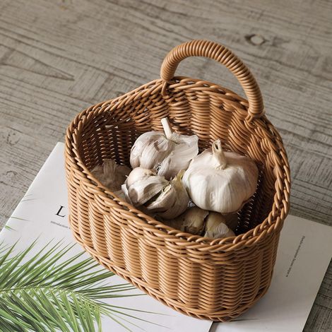 Panier De Rangement - Panier À Linge Tressé En Rotin Synthétique - Pour Décoration Murale Ou Rangement Intérieur - 1 Pièce (1/5)
